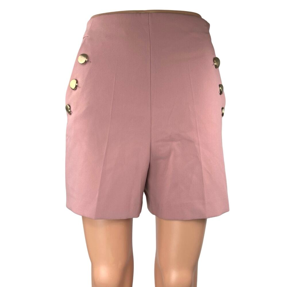 Zara Women's Pink High Waist Wide Leg Button Pockets Zipper Mini Shorts Size XS